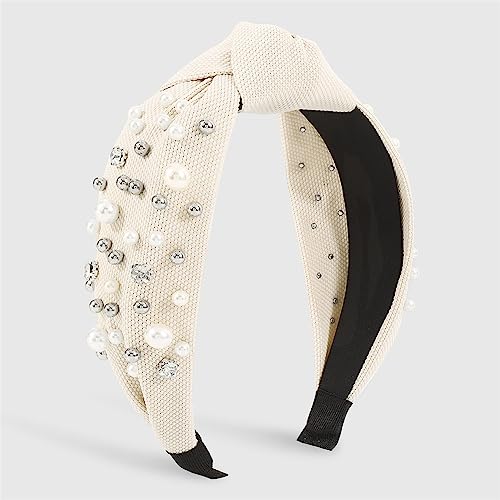 Youllyuu Top Knoten Peals Stirnband Soild Farbe Strass Haarbänder Haar Zubehör Tiara Headwear Schmuck Für Frauen 11 von Youllyuu