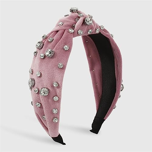 Youllyuu Velours Strass Haarbänder Cord Kristall Solide Top Geknotet Stirnband Hochzeit Turban Haarschmuck Rosa 5 von Youllyuu