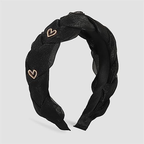 Youllyuu Vintage Garn Breite Zopf Stirnband Mit Strass Mode Haarband Frühling Sommer Haar Zubehör Schwarz von Youllyuu