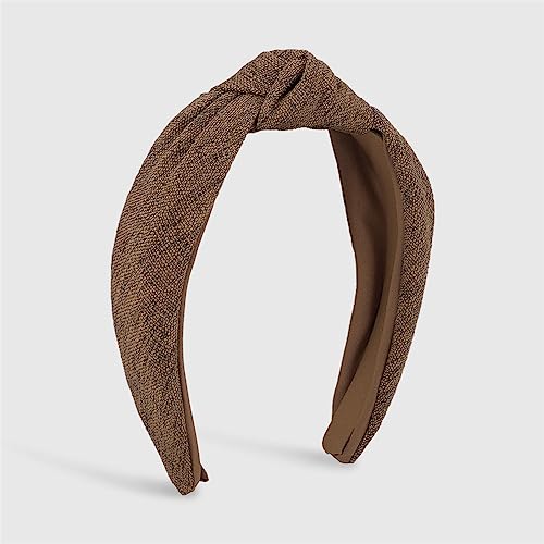 Youllyuu Vintage Knotted Headband For Women Girls Wide Hairbands Solid Center Cross Knoted Hair Hoop Bezel Headdress Coffee von Youllyuu