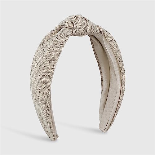 Youllyuu Vintage Knotted Headband For Women Girls Wide Hairbands Solid Center Cross Knoted Hair Hoop Lünette Headdress Beige von Youllyuu