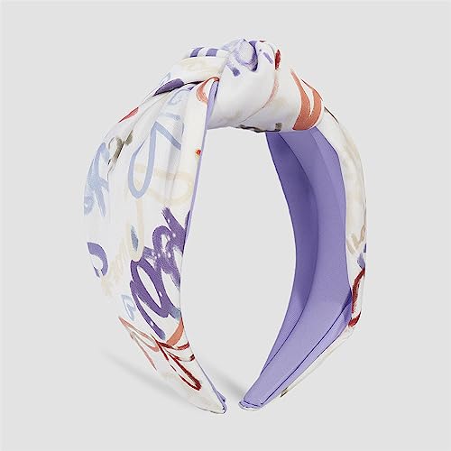 Youllyuu Vintage Satin Tie Dye Blume Big Top Knoten Haarbänder Breite Turban Stirnbänder Ornament Haarschmuck Lila von Youllyuu