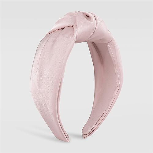 Youllyuu Vintagesilk Satin Tuch Lünette Haarband Frauen Top Geknotet Kopf Hoop Weibliche Mode Stirnband Hellrosa von Youllyuu