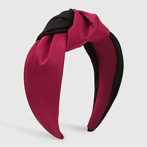 Youllyuu Vintagesilk Satin Tuch Lünette Haarband Frauen Top Geknotet Kopf Hoop Weibliche Mode Stirnband Schwarz-Rot von Youllyuu