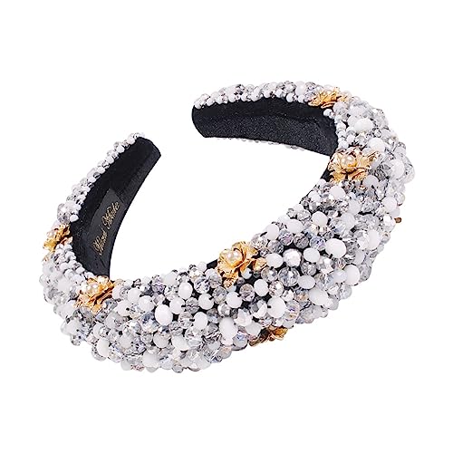 Youllyuu Volle Perlen Schwamm Gepolstert Stirnband Für Frauen Strass Haarbänder Hochzeit Haar Zubehör Schmuck Headwear 4 von Youllyuu