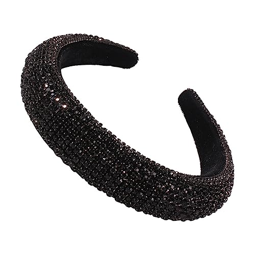 Youllyuu Voller Strass Stirnband Für Frauen Gepolstert Haarband Schwarz Splitter Breite Haar Hoop Mode Kopfbedeckung Haar Zubehör Schwarz von Youllyuu