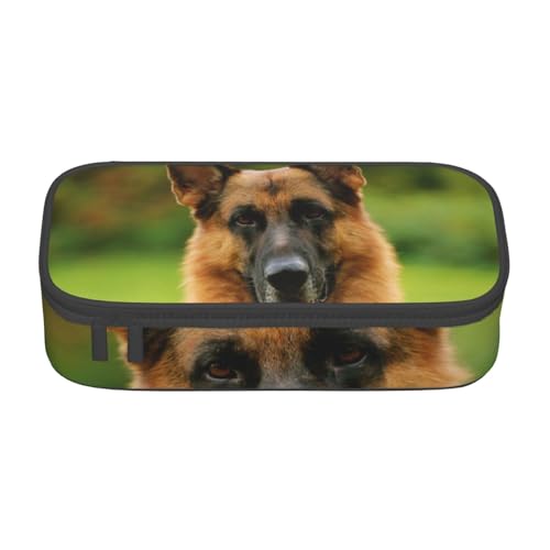YounPrenG Federmäppchen, bedrucktes Federmäppchen mit großer Kapazität, Federtasche, Bleistifthalter für Büro und Schule,Glücklicher Deutscher Schäferhund gedruckt von YounPrenG