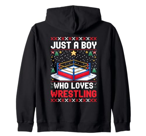 Lustiger Ring Just A Boy Who Loves Wrestling Kapuzenjacke von Young Wrestler Enthusiast Sports Tee´s