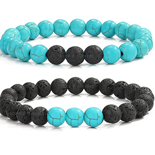 Young & Forever Herren-Armband D'Vine Ying Yang Lava Türkis Reiki Distanz Armband von Young & Forever