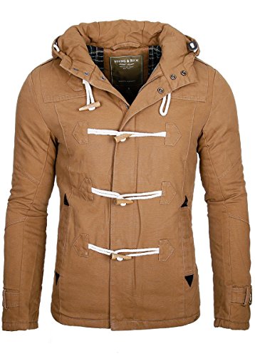 Young & Rich Headline Jacke warme Herren Winterjacke Kapuze Mantel Parka Schwarz (L, Braun) von Young&Rich