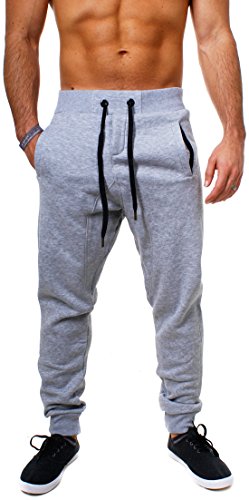 Young & Rich Herren Baggy Freizeithose Sporthose Sweatpants Jogginghose Trainingshose tief sitzend drop crotch low , Grösse:XL;Farbe:Grau von Young & Rich