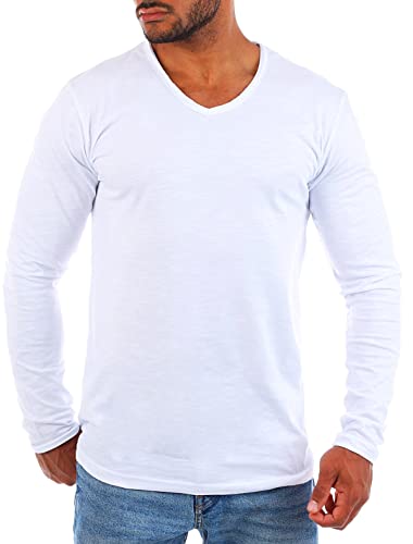 Young & Rich Herren Basic Longsleeve Langarm T-Shirt mit tiefem V-Ausschnitt deep v-Neck Vintage Destroyed Look körperbetonte Passform YR-2240, Grösse:3XL, Farbe:Weiß Young & Rich Herren Basic Longsleeve Langarm T-Shirt mit tiefem V-Ausschnitt deep v-Neck Vintage Destroyed Look körperbetonte Passform YR-2240, Grösse:3XL, Farbe:Weiß von Young & Rich