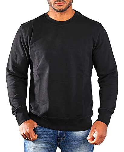 Young & Rich Herren Basic Sweatshirt Pullover lockere Passform Oversize fit Rundhals 1317, Grösse:XL, Farbe:Schwarz von Young & Rich