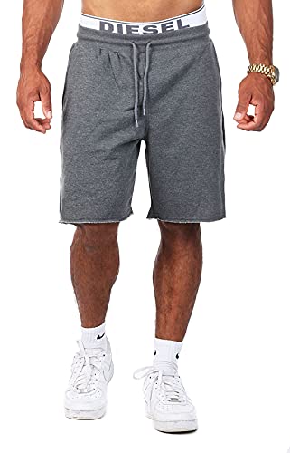 Young & Rich Herren Basic Sweatshorts Freizeit Fitness Kurze Jogging Hose Regular Fit Vintage Look 301-S, Grösse:M, Farbe:Dunkelgrau - Melange von Young&Rich