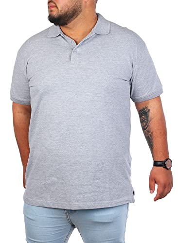 Young & Rich Herren Übergröße Polo Shirt einfarbig Uni Basic Big Size optimierte Moderne Passform, Grösse:3XL, Farbe:Grau - Melange von Young&Rich