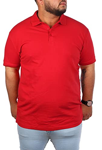 Young & Rich Herren Übergröße Polo Shirt einfarbig Uni Basic Big Size optimierte Moderne Passform, Grösse:3XL, Farbe:Rot von Young&Rich