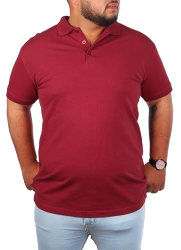 Young & Rich Herren Übergröße Polo Shirt einfarbig Uni Basic Big Size optimierte Moderne Passform, Grösse:3XL, Farbe:Weinrot von Young&Rich