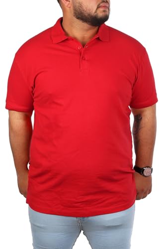 Young & Rich Herren Übergröße Polo Shirt einfarbig Uni Basic Big Size optimierte Moderne Passform, Grösse:4XL, Farbe:Rot von Young&Rich