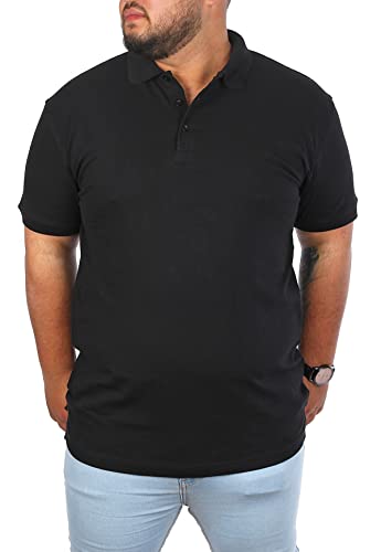 Young & Rich Herren Übergröße Polo Shirt einfarbig Uni Basic Big Size optimierte Moderne Passform, Grösse:4XL, Farbe:Schwarz von Young&Rich