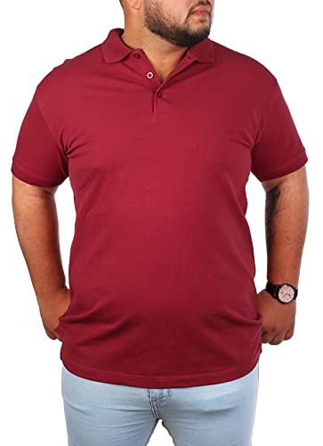 Young & Rich Herren Übergröße Polo Shirt einfarbig Uni Basic Big Size optimierte Moderne Passform, Grösse:4XL, Farbe:Weinrot von Young&Rich