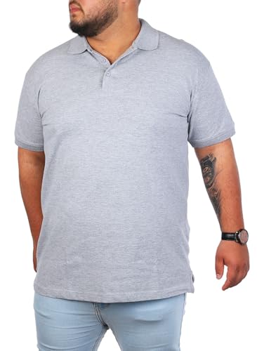 Young & Rich Herren Übergröße Polo Shirt einfarbig Uni Basic Big Size optimierte Moderne Passform, Grösse:5XL, Farbe:Grau - Melange von Young&Rich