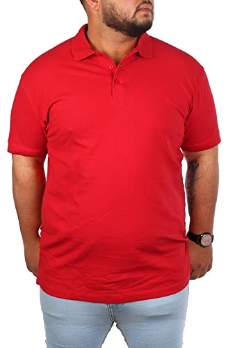 Young & Rich Herren Übergröße Polo Shirt einfarbig Uni Basic Big Size optimierte Moderne Passform, Grösse:6XL, Farbe:Rot von Young&Rich