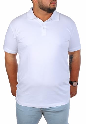 Young & Rich Herren Übergröße Polo Shirt einfarbig Uni Basic Big Size optimierte Moderne Passform, Grösse:6XL, Farbe:Weiß von Young & Rich