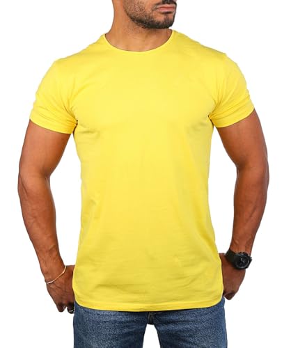 Young & Rich Herren Uni Basic T-Shirt mit Rundhals Ausschnitt einfarbig Stretch körperbetonte Dehnbare Passform 1701, Grösse:XXL, Farbe:Gelb Young & Rich Herren Uni Basic T-Shirt mit Rundhals Ausschnitt einfarbig Stretch körperbetonte Dehnbare Passform 1701, Grösse:XXL, Farbe:Gelb von Young & Rich