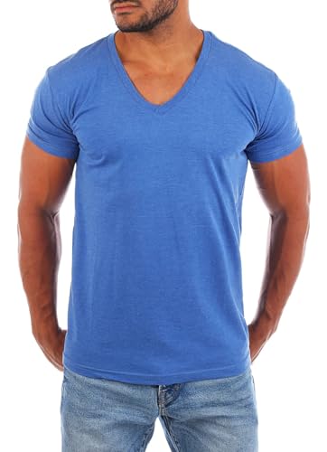 Young & Rich Herren Uni Basic Kurzarm T-Shirt mit tiefem V-Ausschnitt deep V-Neck einfarbig Slimfit 1875, Grösse:3XL, Farbe:blau-Melange Young & Rich Herren Uni Basic Kurzarm T-Shirt mit tiefem V-Ausschnitt deep V-Neck einfarbig Slimfit 1875, Grösse:3XL, Farbe:blau-Melange von Young & Rich