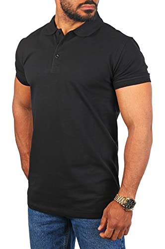 Young & Rich Herren Uni Polo Shirt mit Knopfleiste Regular fit einfarbig Basic 1002 Größe S bis 9XL!, Grösse:3XL, Farbe:Schwarz von Young&Rich