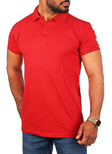 Young & Rich Herren Uni Polo Shirt mit Knopfleiste Regular fit einfarbig Basic 1002 Größe S bis 9XL!, Grösse:4XL, Farbe:Rot von Young&Rich