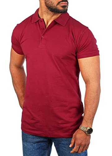 Young & Rich Herren Uni Polo Shirt mit Knopfleiste Regular fit einfarbig Basic 1002 Größe S bis 9XL!, Grösse:4XL, Farbe:Weinrot von Young&Rich