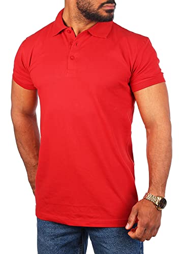 Young & Rich Herren Uni Polo Shirt mit Knopfleiste Regular fit einfarbig Basic 1002 Größe S bis 9XL!, Grösse:5XL, Farbe:Rot von Young&Rich