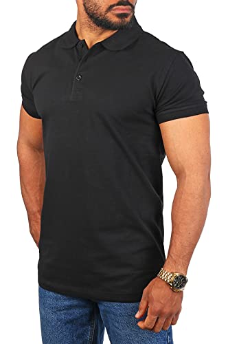 Young & Rich Herren Uni Polo Shirt mit Knopfleiste Regular fit einfarbig Basic 1002 Größe S bis 9XL!, Grösse:5XL, Farbe:Schwarz von Young&Rich