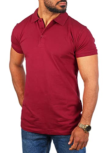 Young & Rich Herren Uni Polo Shirt mit Knopfleiste Regular fit einfarbig Basic 1002 Größe S bis 9XL!, Grösse:5XL, Farbe:Weinrot von Young&Rich