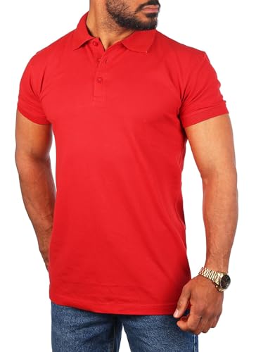 Young & Rich Herren Uni Polo Shirt mit Knopfleiste Regular fit einfarbig Basic 1002 Größe S bis 9XL!, Grösse:9XL, Farbe:Rot von Young & Rich