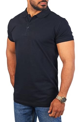 Young & Rich Herren Uni Polo Shirt mit Knopfleiste Regular fit einfarbig Basic 1002 Größe S bis 9XL!, Grösse:S, Farbe:Navyblau von Young & Rich