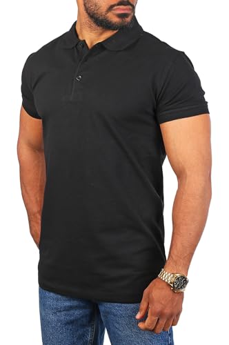 Young & Rich Herren Uni Polo Shirt mit Knopfleiste Regular fit einfarbig Basic 1002 Größe S bis 9XL!, Grösse:XL, Farbe:Schwarz von Young & Rich