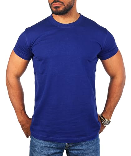 Young & Rich Herren Uni Rundhals T-Shirt Regular fit körperbetont einfarbig Basic 1001 Größe XS bis 9XL!, Grösse:M, Farbe:Royalblau von Young & Rich