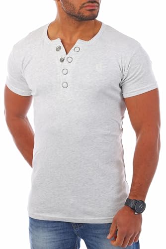 Young & Rich Herren Uni feinripp T-Shirt mit Knopfleiste Big Buttons große Knöpfe 1872, Grösse:M, Farbe:Hellgrau Young & Rich Herren Uni feinripp T-Shirt mit Knopfleiste Big Buttons große Knöpfe 1872, Grösse:M, Farbe:Hellgrau von Young & Rich