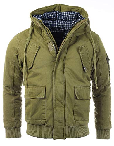 Young & Rich warme gefütterte Herren Winter Jacke Parka Mantel Winterjacke 4003, Grösse:M, Farbe:Khaki von Young&Rich