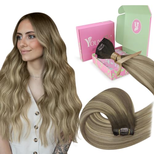 YoungSee 135g Extensions Echthaar Clip 45cm Clip in Extensions Echthaar Braun Blond Clip in Extensions Dickes Haare Clip Extensions Echthaar Remy Extensions Clip in Haare fur Damen #3/8/22 YoungSee 135g Extensions Echthaar Clip 45cm Clip in Extensions Echthaar Braun Blond Clip in Extensions Dickes Haare Clip Extensions Echthaar Remy Extensions Clip in Haare fur Damen #3/8/22 von YoungSee