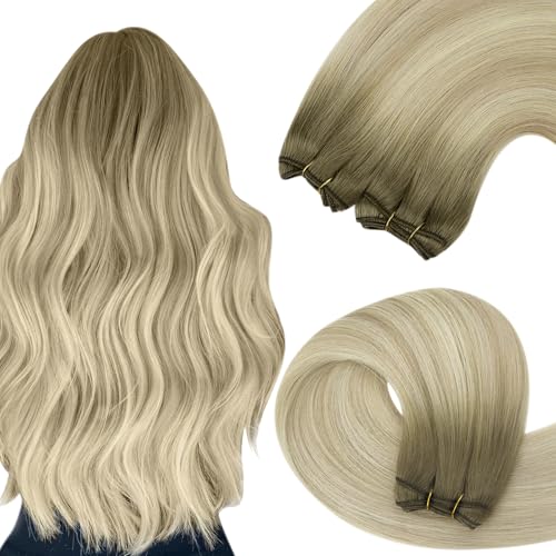 YoungSee 60 cm Extensions Echthaar Tressen Ombre Blond Tressen Echthaar zum Einnahen Goldblond Ombre Platin Weft Extensions Echthaar Glatt Haartressen Echthaar fur Damen Weft Extensions #SUN YoungSee 60 cm Extensions Echthaar Tressen Ombre Blond Tressen Echthaar zum Einnahen Goldblond Ombre Platin Weft Extensions Echthaar Glatt Haartressen Echthaar fur Damen Weft Extensions #SUN von YoungSee