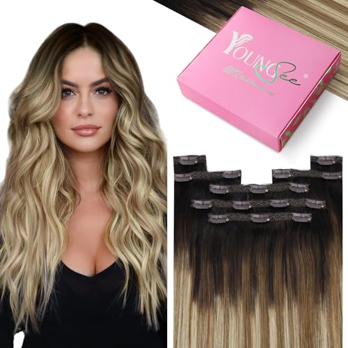 YoungSee Echthaar Extensions Clip Balayage 30 cm 7 Stück Clip in Extensions Echthaar Dunkelbraun Ombre Braun Blond Clips-in Haarverlangerung Balayage Invisible fur Damen 80g #2/6/24 YoungSee Echthaar Extensions Clip Balayage 30 cm 7 Stück Clip in Extensions Echthaar Dunkelbraun Ombre Braun Blond Clips-in Haarverlangerung Balayage Invisible fur Damen 80g #2/6/24 von YoungSee