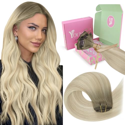YoungSee Clip in Extensions Echthaar Ombre 55cm Echthaar Extensions Clip Aschblond Ombre Platinblond Extensions Echthaar Clip Invisible Echthaar Clip in Extensions Remy Haare fur Damen 120g #SUN YoungSee Clip in Extensions Echthaar Ombre 55cm Echthaar Extensions Clip Aschblond Ombre Platinblond Extensions Echthaar Clip Invisible Echthaar Clip in Extensions Remy Haare fur Damen 120g #SUN von YoungSee