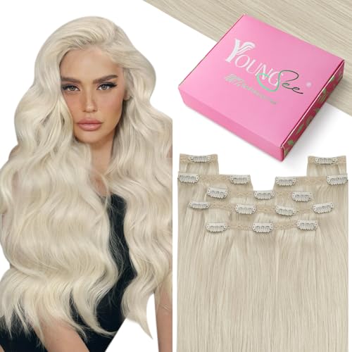 YoungSee Clip in Extensions Platinblond Echthaar Extensions Clip Platinblond 45cm Invisible Clip in Extensions Echthaar Blond Remy Hair Extensions Clip in Glatt fur Damen Clip in Haare #1 YoungSee Clip in Extensions Platinblond Echthaar Extensions Clip Platinblond 45cm Invisible Clip in Extensions Echthaar Blond Remy Hair Extensions Clip in Glatt fur Damen Clip in Haare #1 von YoungSee