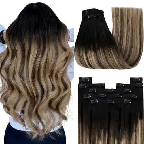 YoungSee Echthaar Extensions Clip Ombre Clip in Extensions Echthaar Schwarz Ombre Braun Blond Dickes Haarverlangerung Echthaar Clips fur Damen 50 cm 150g 7 Stück #1B/4/27 YoungSee Echthaar Extensions Clip Ombre Clip in Extensions Echthaar Schwarz Ombre Braun Blond Dickes Haarverlangerung Echthaar Clips fur Damen 50 cm 150g 7 Stück #1B/4/27 von YoungSee