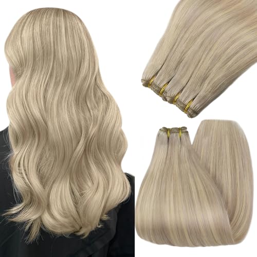 YoungSee Echthaar Tressen Blond Gesträhnt 50 cm Tressen Echthaar Aschblond mit Platinblond Weft Extensions Echthaar Remy Haartressen Echthaar Weaving Hair Extensions fur Damen 100g #8/60/8 YoungSee Echthaar Tressen Blond Gesträhnt 50 cm Tressen Echthaar Aschblond mit Platinblond Weft Extensions Echthaar Remy Haartressen Echthaar Weaving Hair Extensions fur Damen 100g #8/60/8 von YoungSee