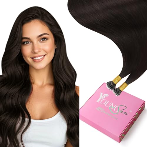 YoungSee Nanoring Extensions Dunkelbraun 50 cm Nanoring Extensions Echthaar 1g Nano Beads Hair Extension Braun Nano Bonding Haarverlängerung Glatt Gerade fur Damen 50g #2 von YoungSee