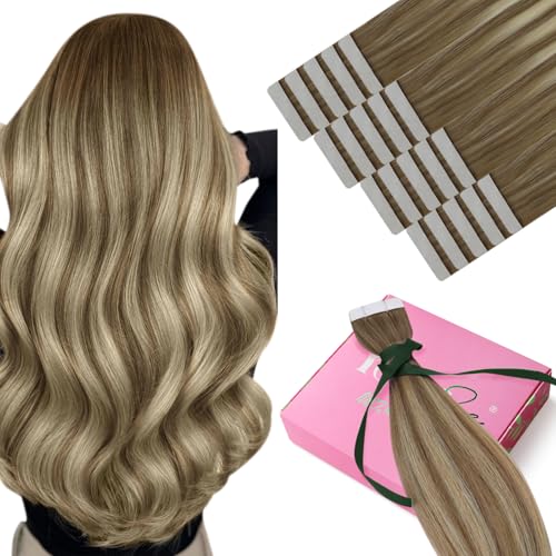 YoungSee Tape Extensions Echthaar Braun Ombre Tape in Extensions Echthaar Braun mit Blond Echthaar-Haarextensions Tapes 35cm Haarverlangerung-Echthaar Tapes 50g fur Damen Haar #8A/60/8A YoungSee Tape Extensions Echthaar Braun Ombre Tape in Extensions Echthaar Braun mit Blond Echthaar-Haarextensions Tapes 35cm Haarverlangerung-Echthaar Tapes 50g fur Damen Haar #8A/60/8A von YoungSee